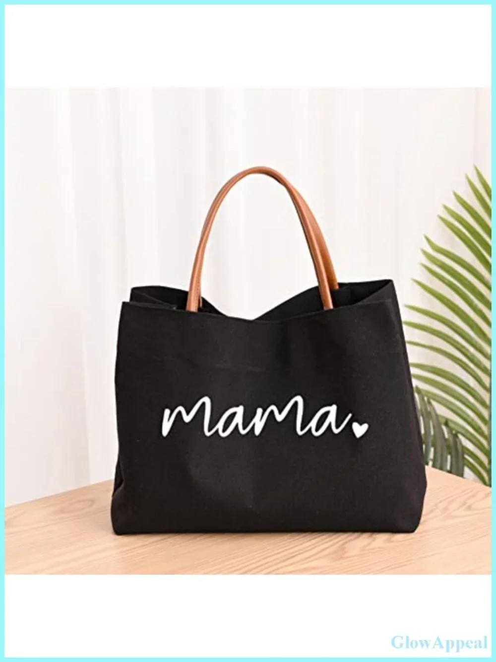 Canvas Mama Tote Bag with Snap Closure, Funny Mom Gift for Travel and Shopping